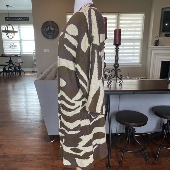 Miss Me Blend In Camo Kimono Oversized Cardigan Sweater S Long Duster Open Front - Picture 8 of 12